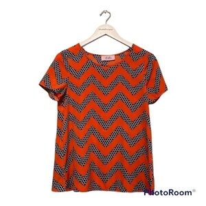 ELLIE Crisscross Back Red printed Blouse | Size small